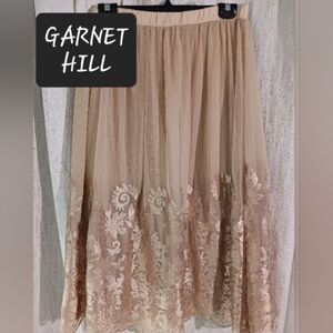 Garnet Hill gold bohemian western skirt womens medium scallop edge double lined